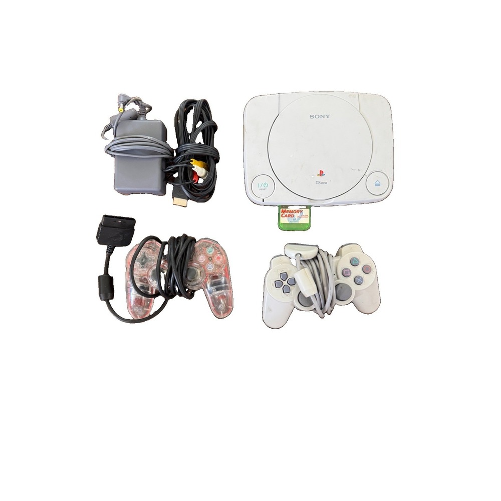 Sony PSone PS1 SCPH-101 Console Bundle 2 Controllers Digimon Rumble Arena AS-IS